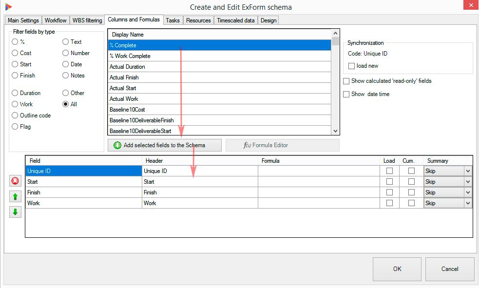 CP ExFrom field selector